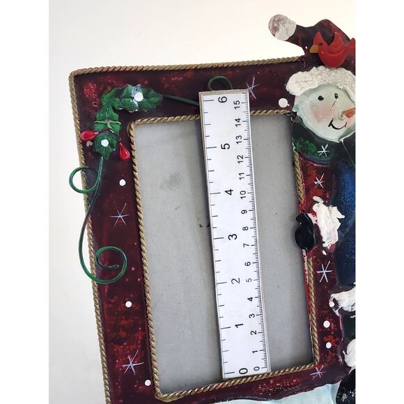 PICTURE FRAME-CHRISTMAS THEME-Snowman-Metal-6"x3.5" Picture Size-8"x7" Frame - Picture 7 of 10